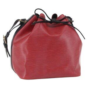 Authentic LOUIS VUITTON Epi Petit Noe Shoulder Bag Bicolor Black Red M44017 LV
